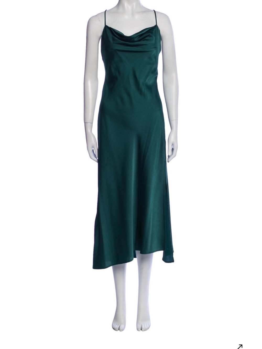 Astr Hunter Green Satin Cowl Midi Slip Dress